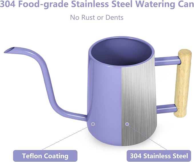 Watering Can Indoor Plants, 35 oz/1000 ml Metal Stainless Steel Watering Can Pot - Image 4