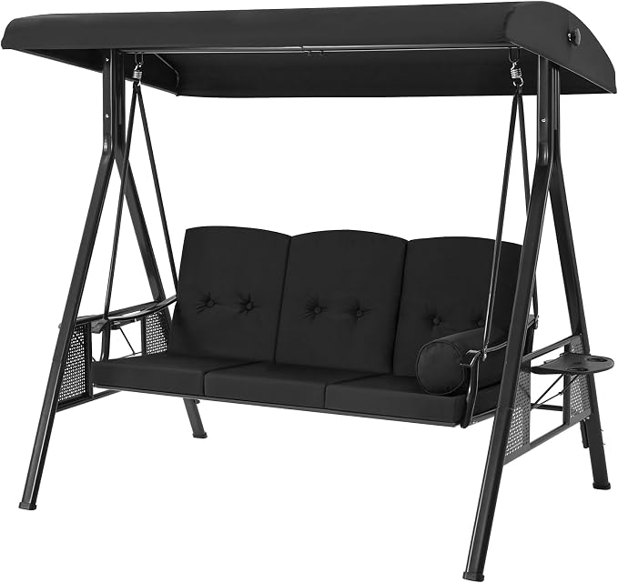 U-MAX 3-Seat Porch Swing Chair Steel Frame, Patio Swing Chair - Image 7