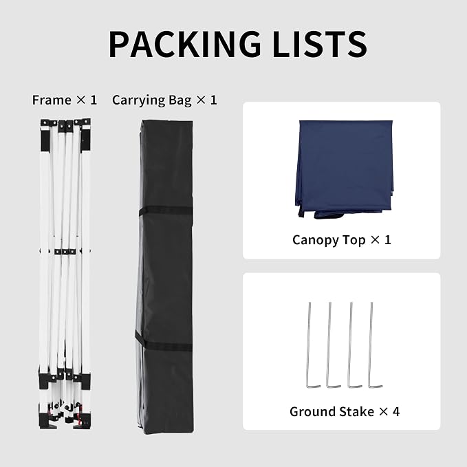 Canopy Tent, 10X10 FT Pop Up Canopy Outdoor Instant Tent Slant Legs - Image 6