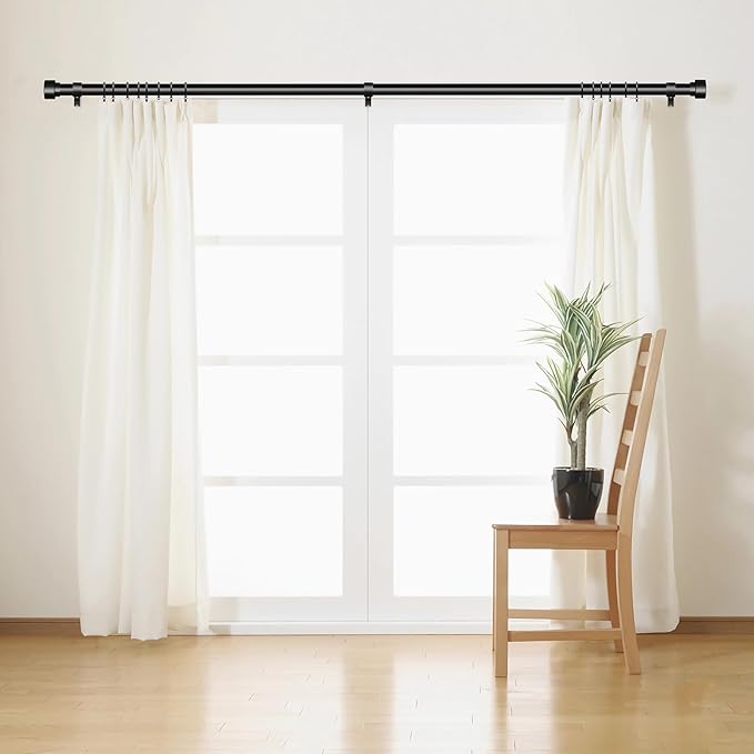 Time Forest Curtain Rods for Windows 32 to 240, 1 Inch Adjustable Black Heavy - Image 3