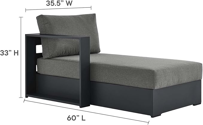 Modway Tahoe Aluminum Outdoor Chaise Lounge in Gray Charcoal - Image 2