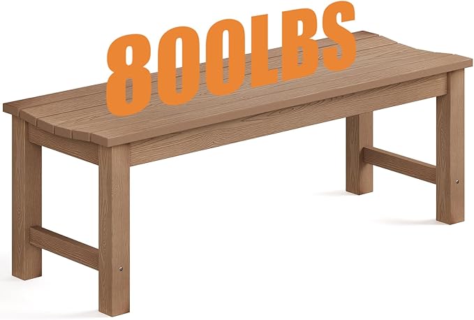 Outdoor Bench, 2-Person Patio Backless Bench Holds up to 800lbs, Weatherproof by LAHAAP