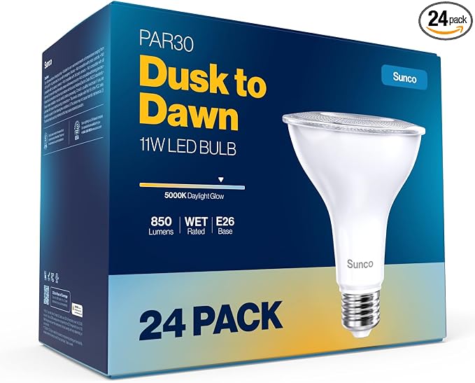 Sunco 24 Pack LED PAR30 Dusk to Dawn Light Bulb by SuncoLighting