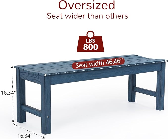 Stoog Outdoor Bench, 2-Person Patio Dining Bench, Waterproof Garden Bench - Image 3