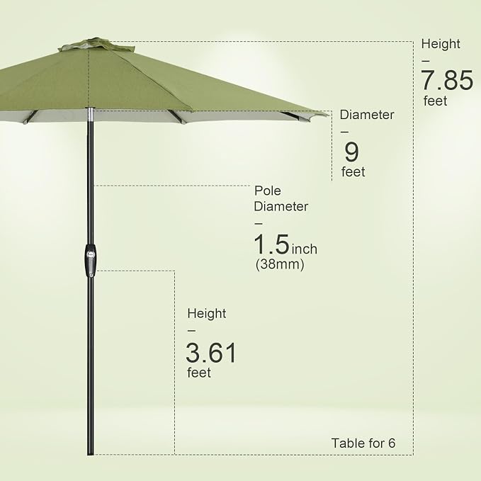 Tempera Patio Market Outdoor Table Umbrella - Image 8
