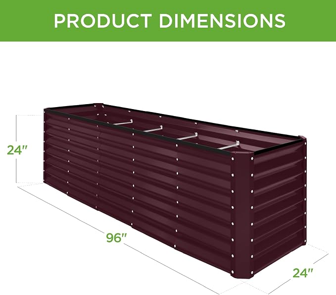 Best Choice Products 8x2x2ft Raised Outdoor Metal Garden Bed, Deep Root Box - Image 3