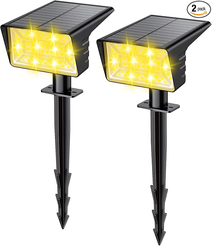 Solar Spot Lights Outdoor with 60 LED & Auto On/Off, 2 Pack Solar Lights by Unknown