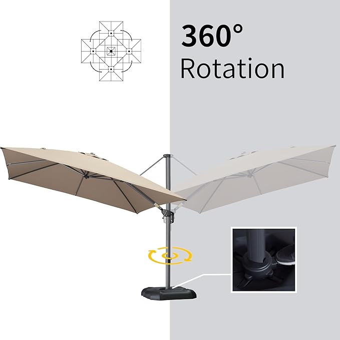 PURPLE LEAF 10' X 13' Square Cantilever Umbrella Patio Umbrella - Image 5