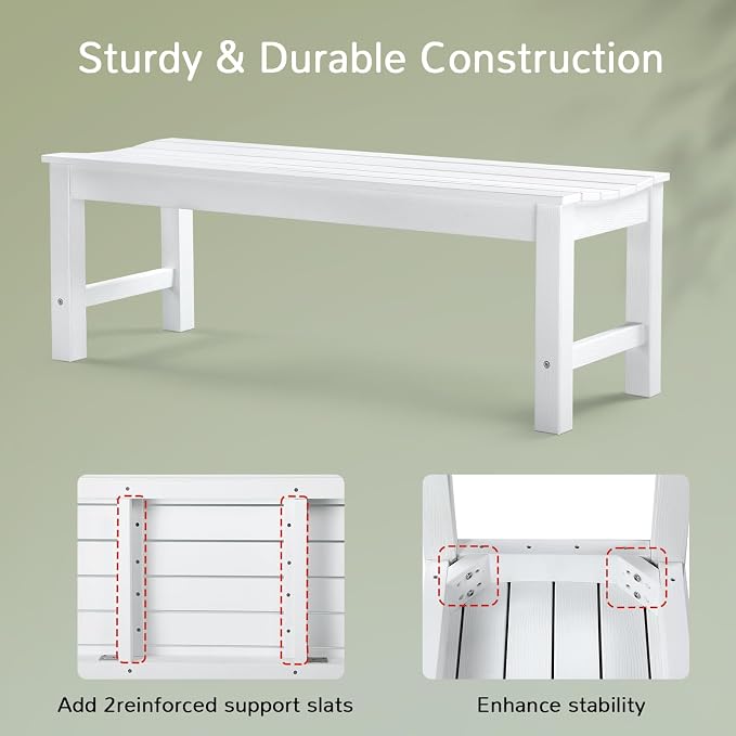 Stoog Outdoor Bench, 2-Person Patio Backless Bench, All-Weather HIPS Garden - Image 5