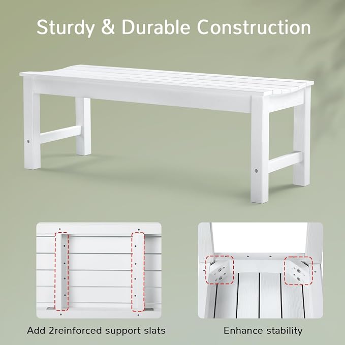 Stoog Outdoor Bench, 2-Person Patio Backless Bench, Outdoor Benches Weatherproof - Image 5