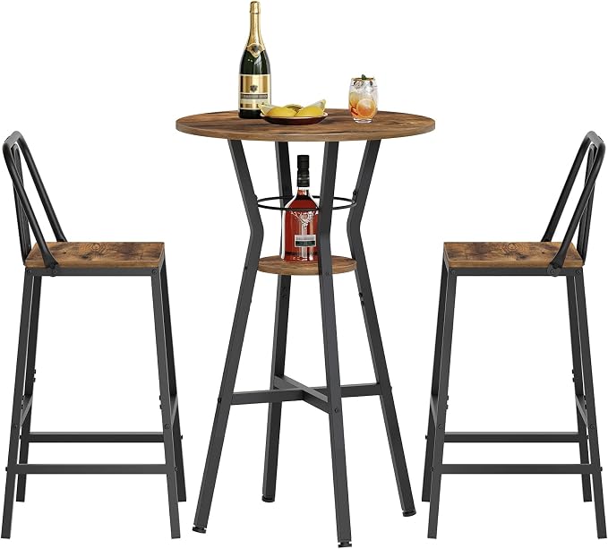 Bar Table, 2-Tier Round High Top Table, Pub Table, Home Bar Counter Height - Image 8