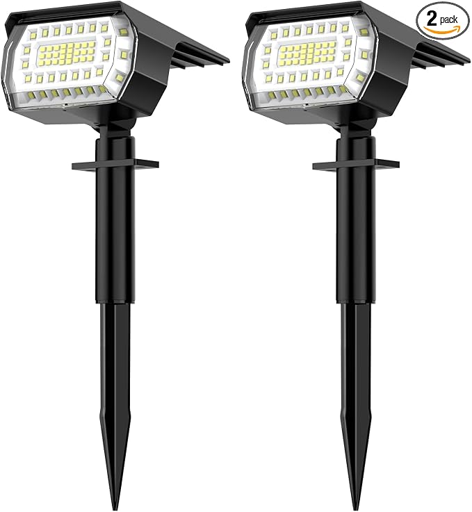 Solar Spot Lights Outdoor, Solar Lights Outdoor IP65 Waterproof, 3 Modes Solar by MinPea
