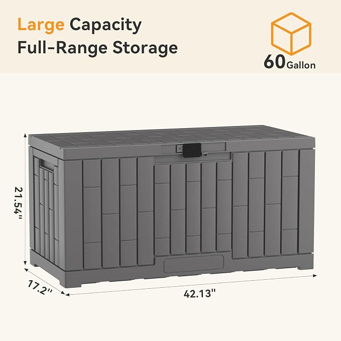 NEWBULIG 60 Gallon Deck Box, Waterproof Outdoor Storage Box - Image 2