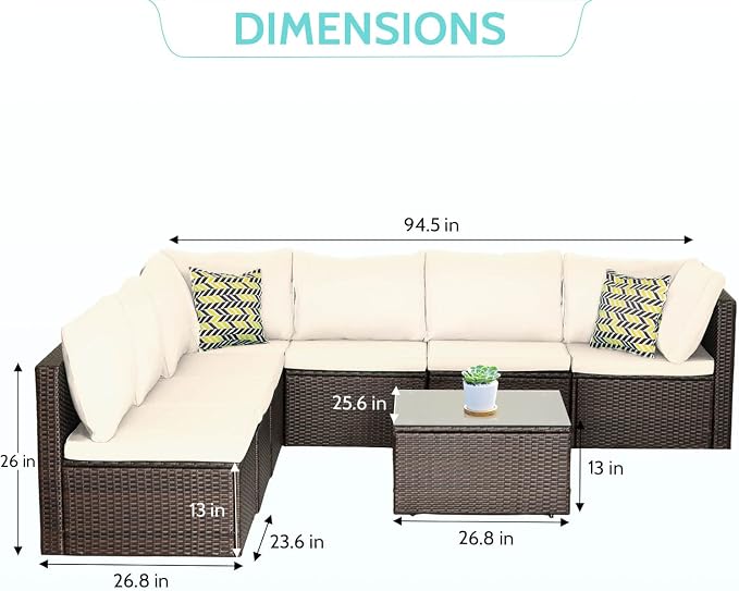 PayLessHere 8 Piece Patio Furniture Set Outdoor Furniture Sectional Sofa Set - Image 7