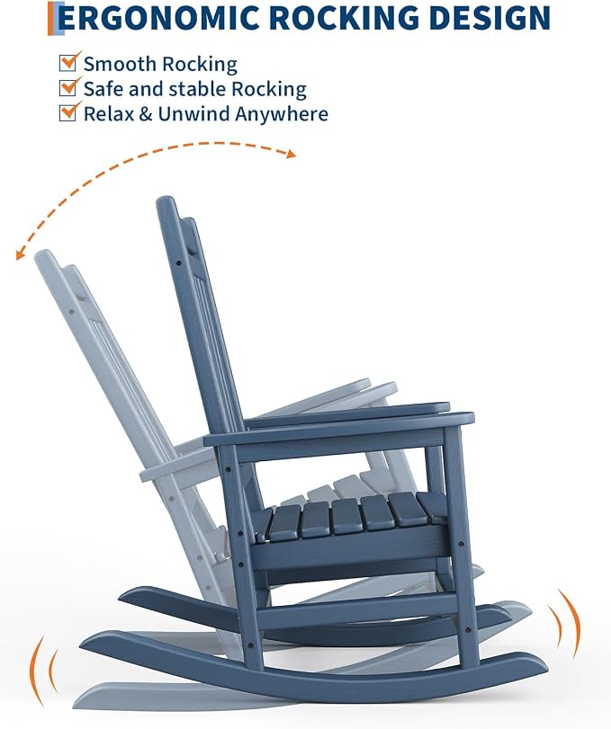 GarveeLife Poly Lumber Rocking Chair Outdoor - Image 3