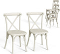 VINGLI Plastic Outdoor Dining Chairs Set of 2, Stackable Patio Cream White by VINGLI