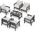 SERWALL HDPE Outdoor Furniture Set, 7 Piece All Weather Wood-Like Outdoor Sofa by SERWALL