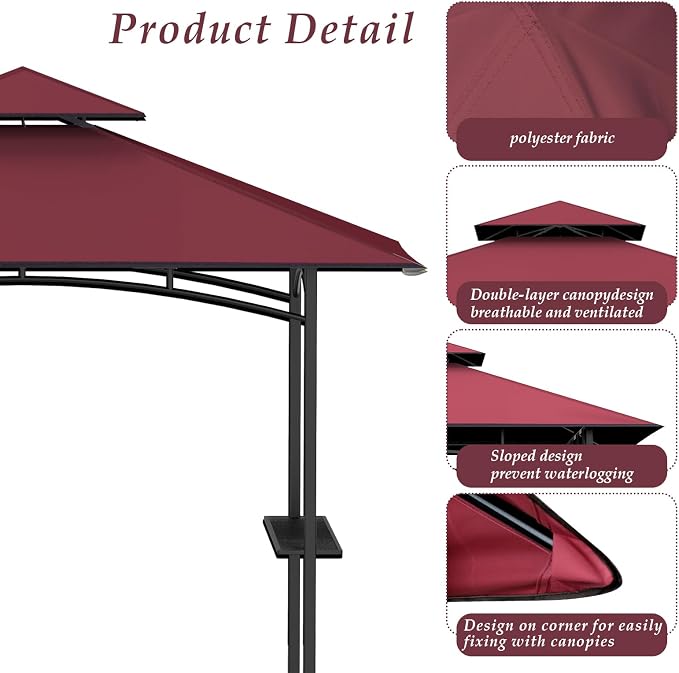 Grill Gazebo Replacement Top, 5 * 8 Outdoor BBQ Top Cover, Double Layer BBQ - Image 4
