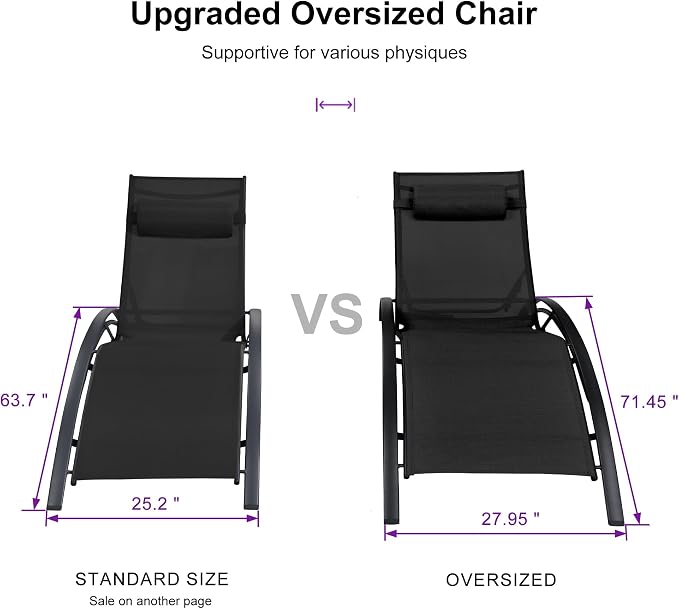 PURPLE LEAF Patio Oversized Chaise Lounge Chair Set - Image 2