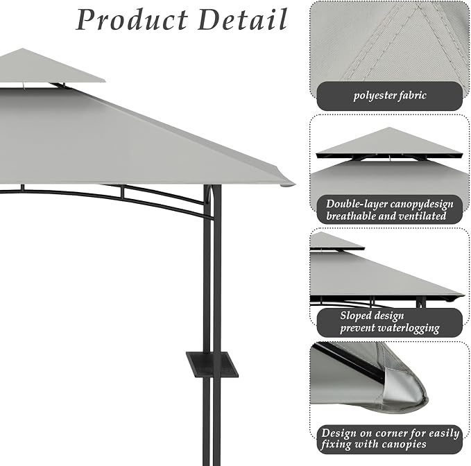 Grill Gazebo Replacement Top, 5 * 8 Outdoor BBQ Top Cover, Double Layer BBQ - Image 4