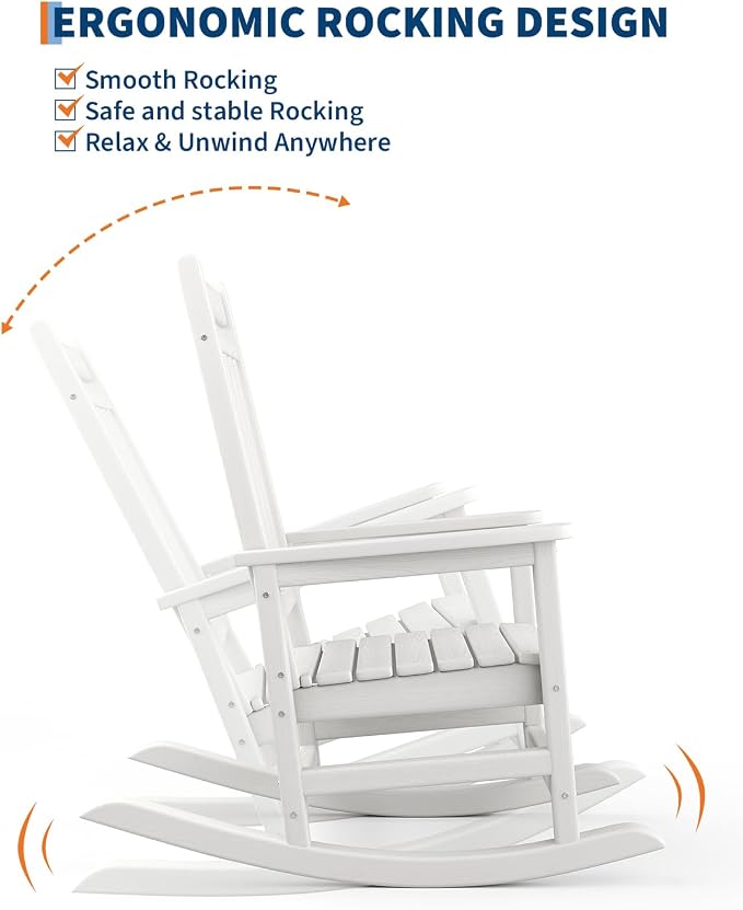 GarveeLife Poly Lumber Rocking Chair Outdoor - Image 3