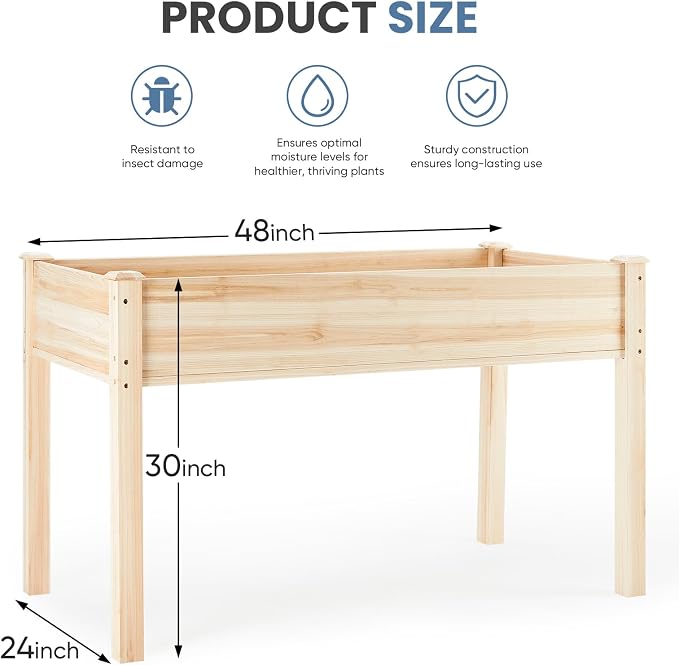 DUMOS Raised Garden Bed with Legs, Elevated Wooden Garden Bed - Image 2