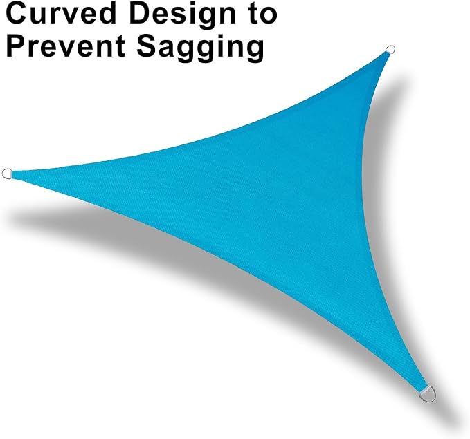LOVE STORY 16' x 16' x 16' Triangle Turquoise Blue Sun Shade Sail Canopy UV - Image 6