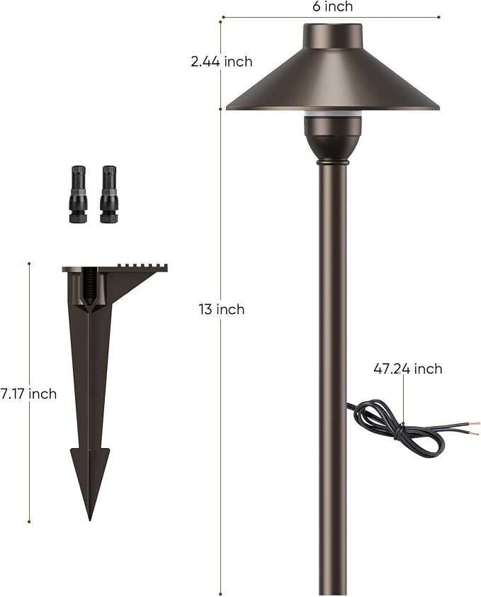 PARTPHONER Low Voltage Landscape Lighting 6-Pack, Aluminum 12V Pathway Lights - Image 7