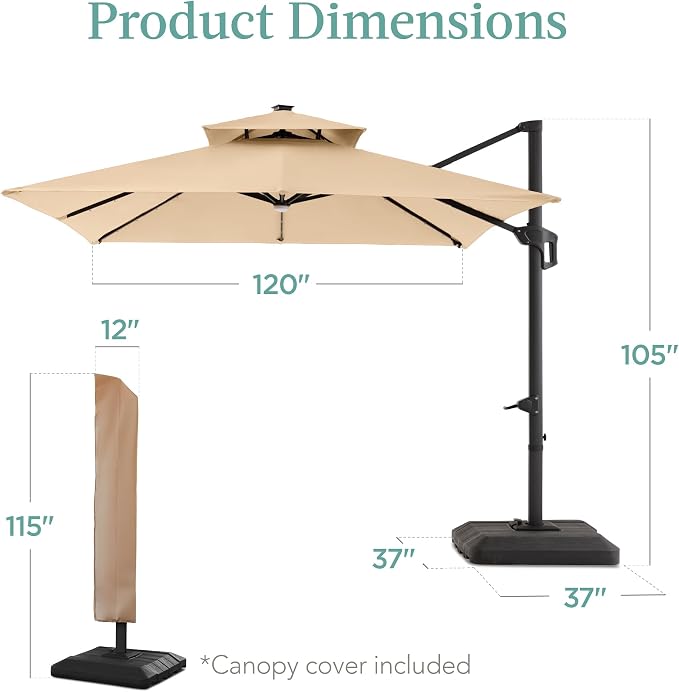 Best Choice Products 10x10ft Cantilever Patio Umbrella w/Base Included - Image 7