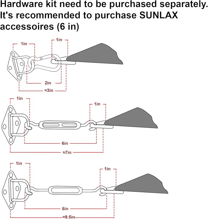 SUNLAX Sun Shade Sail 8' x 10' x 12.8' Turquoise Blue Rectangle Canopy Sail - Image 3