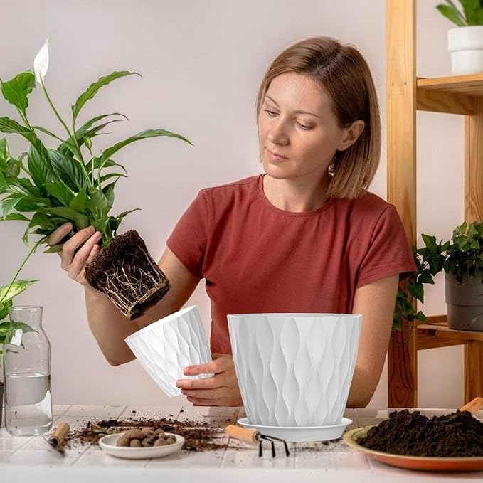 7 Inch Plant Pots 5 Pack, Flower Planters - Image 5