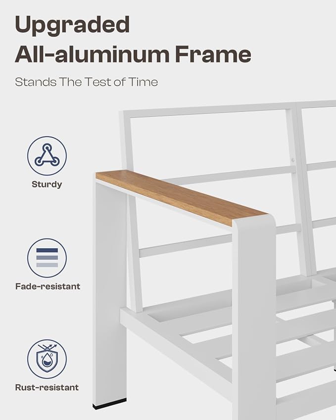 Aluminum Outdoor Sofa Bistro Set, 3 Piece Outdoor Patio Furniture Set - Image 4