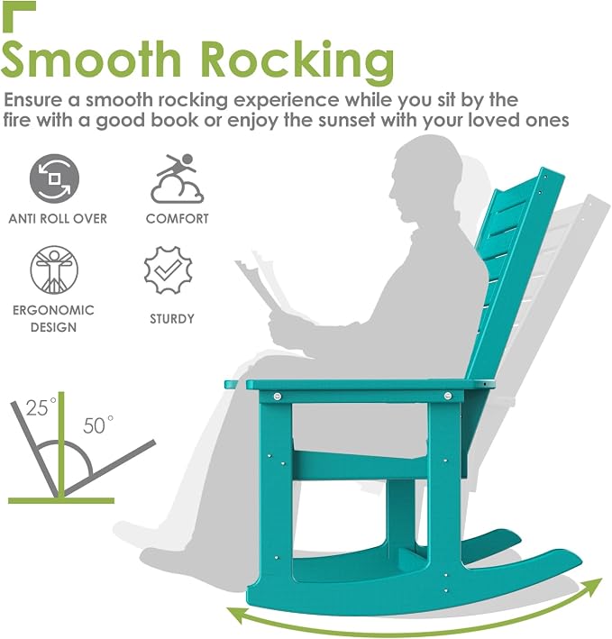 GREENVINES Outdoor Rocking Chair Set | 3-Piece | 2 Rocking Chairs - Image 5