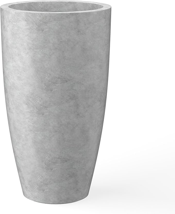 Kante 23.6" H Natural Concrete Finish Concrete Tall Planters Large Outdoor by Kante