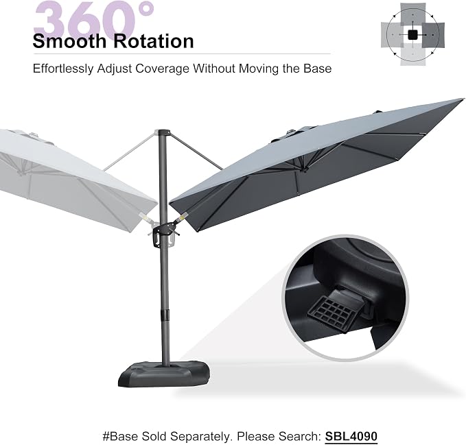 PURPLE LEAF 9 Feet Patio Umbrella Outdoor Cantilever Square Umbrella Aluminum - Image 8
