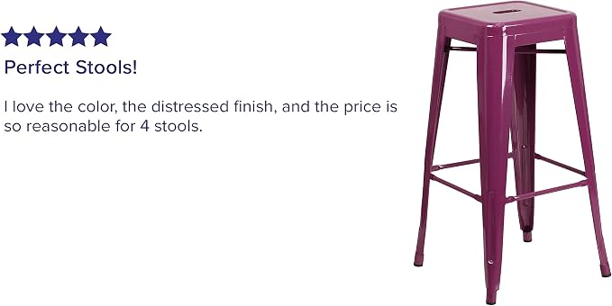 Flash Furniture Commercial Grade 30" High Backless Purple Indoor-Outdoor - Image 4