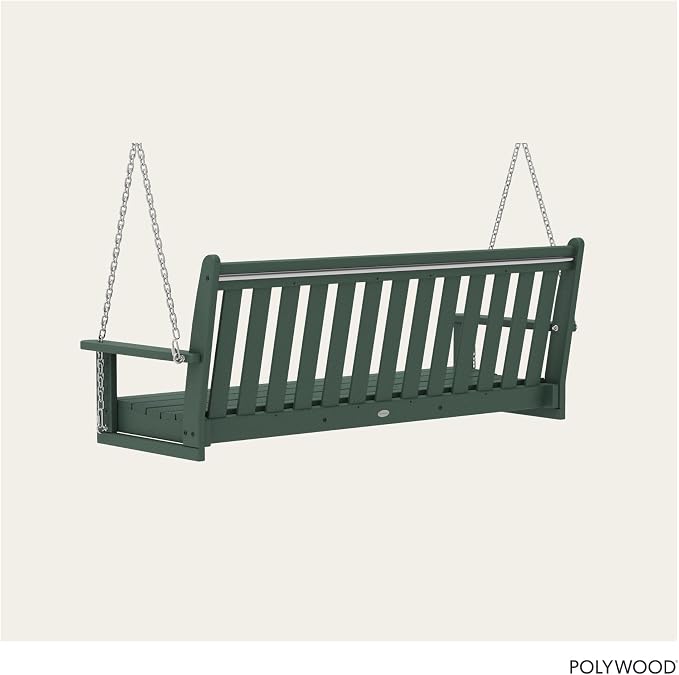 POLYWOOD Vineyard 5-Foot Porch Swing, Heavy Duty HDPE Outdoor Hanging Bench - Image 4