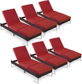 HOMREST Outdoor Lounge Chairs Set of 6, Patio Wicker Chaise Lounge by HOMREST