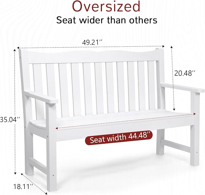 Stoog Outdoor Benches Set of 2, All-Weather HIPS Plastic Garden Bench - Image 3