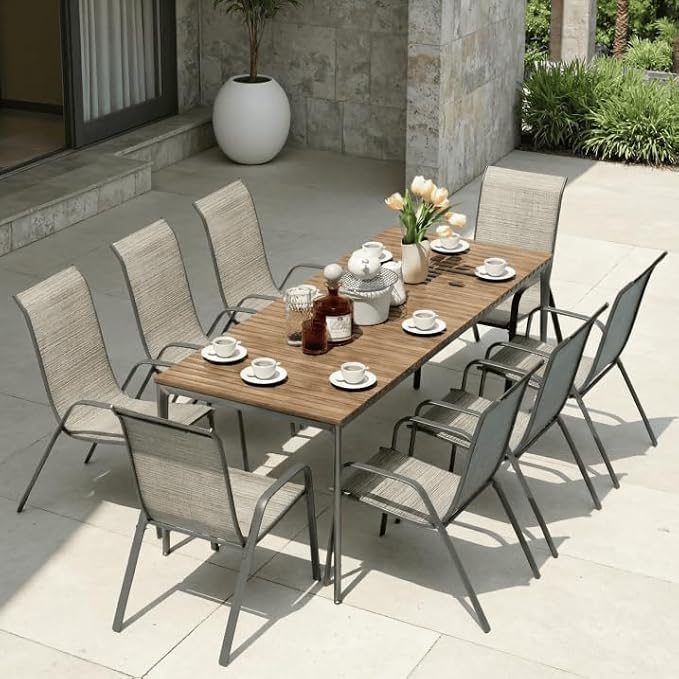MAMIZO Patio Dining Chairs, Stackable All Weather Teslin Chair, Heavy Duty - Image 9