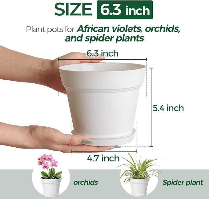 T4U 6 Inch Plant Pot 8-Pack, Plastic Planter - Image 2