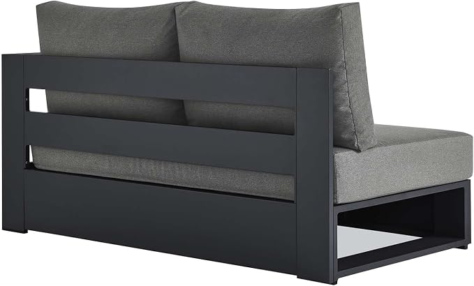 Modway Tahoe Aluminum Modular Right-Facing Outdoor Patio Loveseat in Gray - Image 5