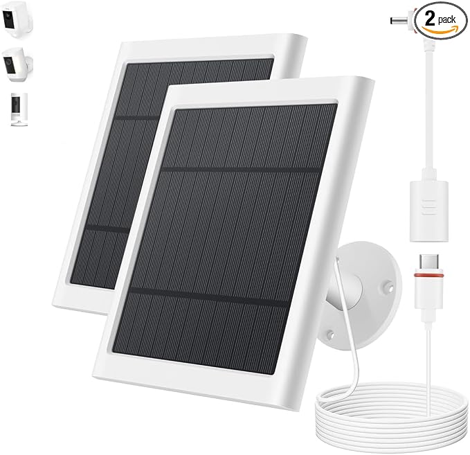 Solar Panel for Ring Camera, 2 Pack 4W Solar Charger Compatible by Paodekua