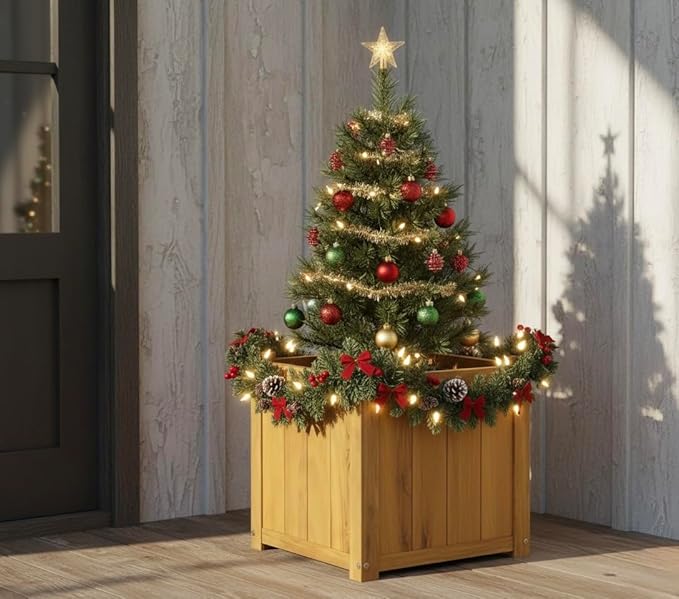 Idzo Acacia Wood Flower Planter Box - Image 3