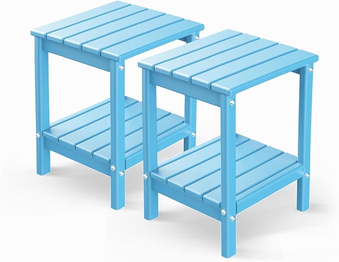 GREENVINES Adirondack-Outdoor-Side-Table | Set of 2 | 14 x 13 Inches | HDPE by GreenVines