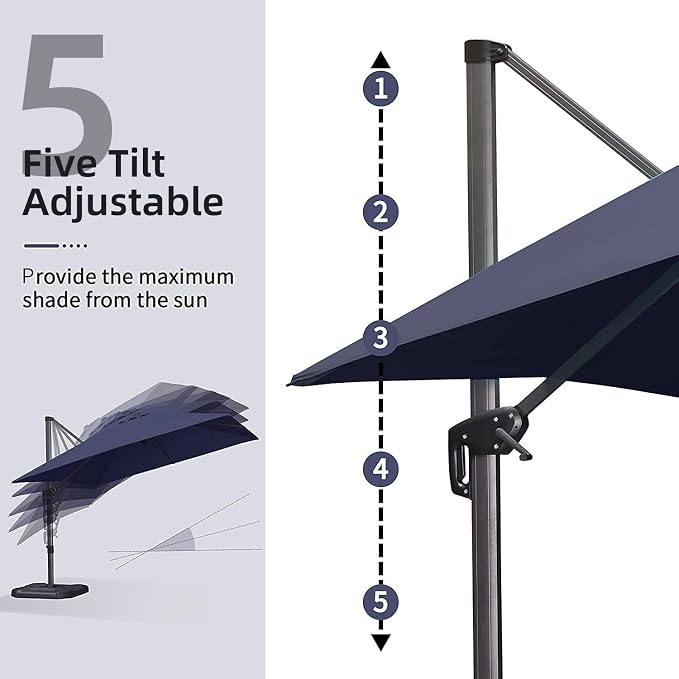 PURPLE LEAF 10' X 13' Patio Umbrella Outdoor Cantilever Rectangle Umbrella - Image 6