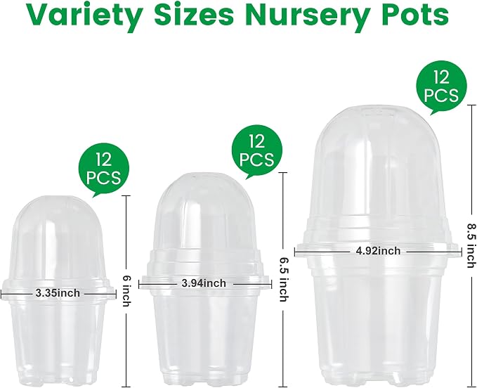 36 Packs 5/4/3.5 Inch Clear Nursery Pots - Image 2