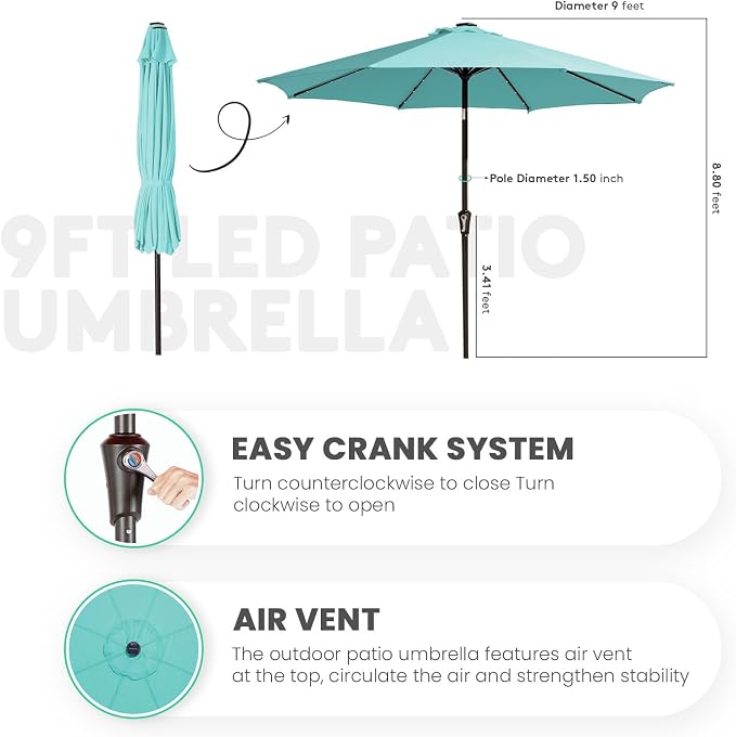 JEAREY 9FT Outdoor Patio Umbrella - Image 8