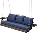 3-Person Wicker Porch Swing Chair Heavy Duty 900 LBS Outdoor Rattan Patio Swing by zzw