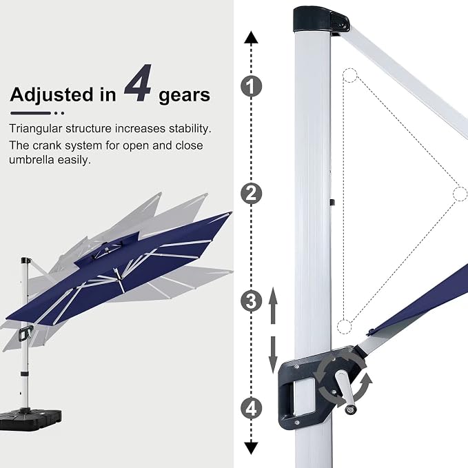 ABCCANOPY Patio Umbrella Cantilever Double Top Outdoor Offset Umbrella - Image 3